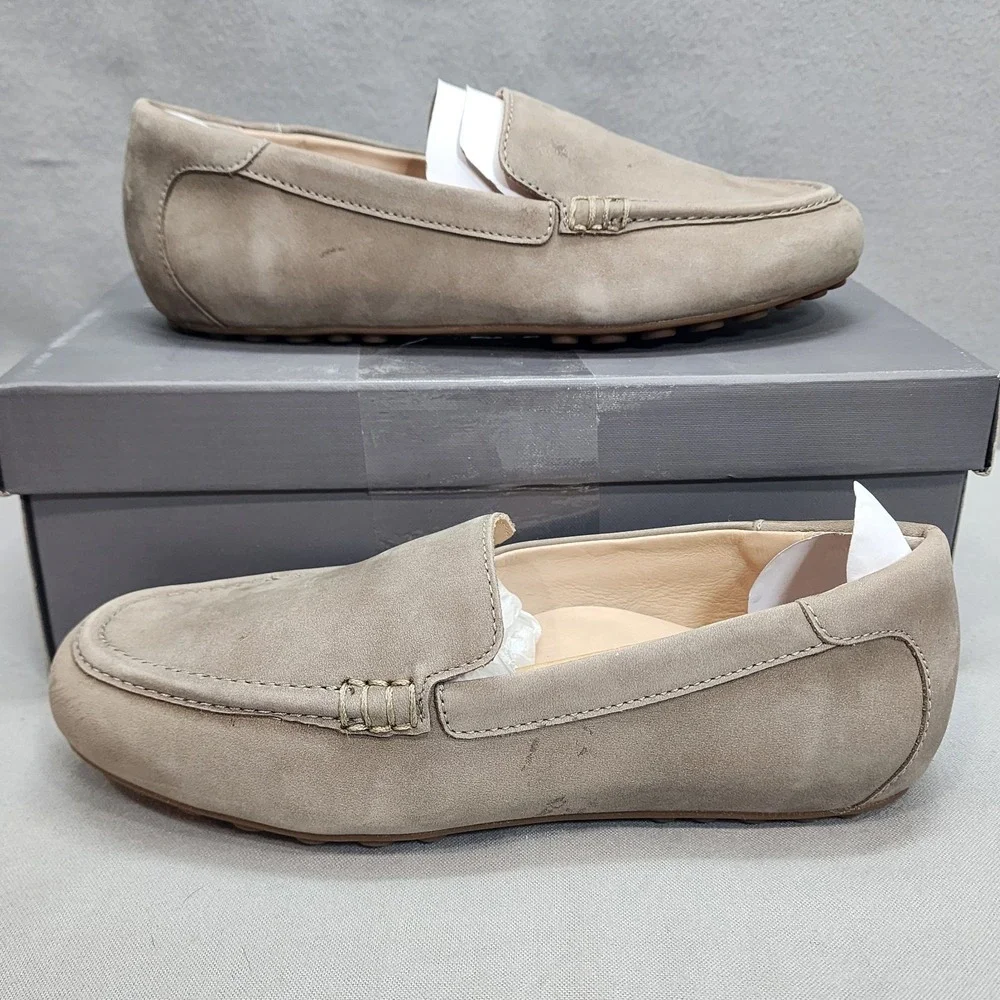 ABEO Harbor Driving Loafers Taupe Suede Slip On Shoes Womens 7.5